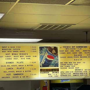 Hof Brau, French Dip, Soup, Salad, and Drinks