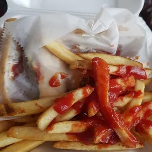 Cheesesteak platter...Cheesesteak behind the wrapper