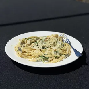 Traditional fettuccine Alfredo.