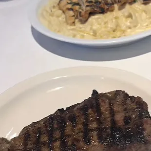 Steak and chicken Alfredo