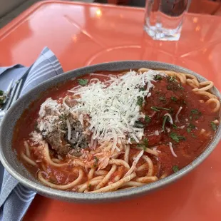 Spaghetti and meatballs