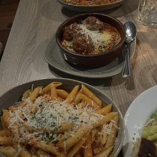 Penne Bettola and Gnocchi Bolognese