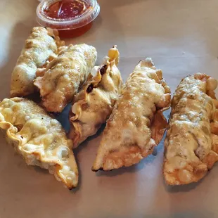 Beef dumplings with dipping sauce