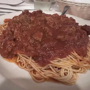 Angel hair with meat sauce
