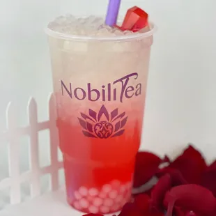 a drink with a straw in it