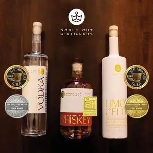 two bottles of vodka and a gold medal