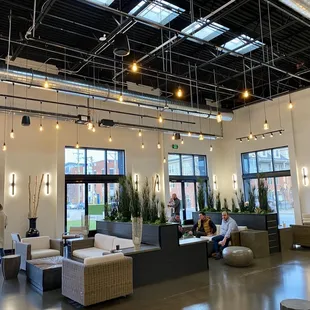 the interior of a modern brewery