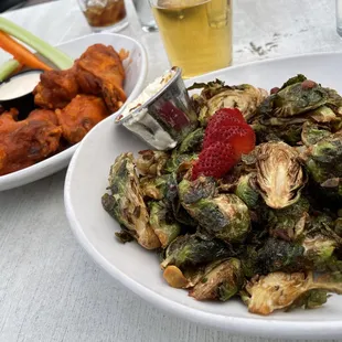Fried Brussels and Buffalo Wings