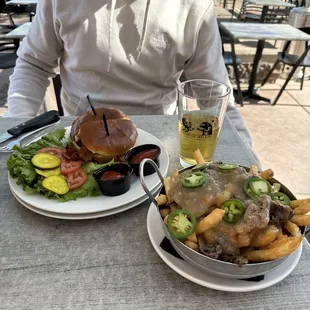 The burger and prime fries