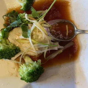 Steamed sea bass
