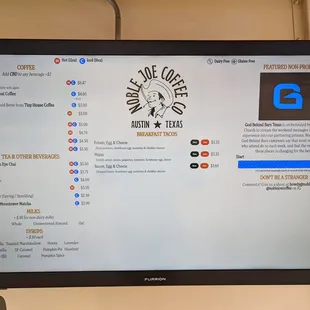 Menu as of January 2023