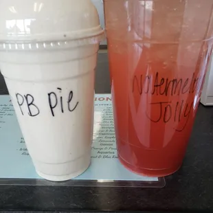 Peanut butter pie shake &amp; watermelon jolly rancher tea
