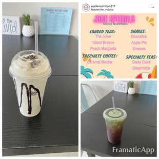 Mint chocolate chip shake and The Joker energizing tea....both are delicious!