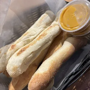 6 Breadsticks and 2 cheese dips