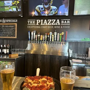 Deep dish, pepperoni pizza, watching the Colts game