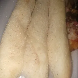 Cornmeal coated bread sticks