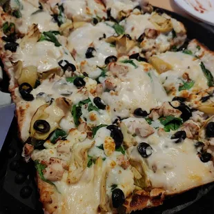 Greek deep dish pizza