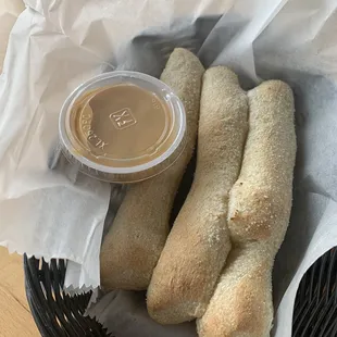 3 Breadsticks with cheese dip