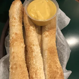 Breadsticks &amp; cheese.