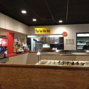 The ordering counter &amp; salad bar.