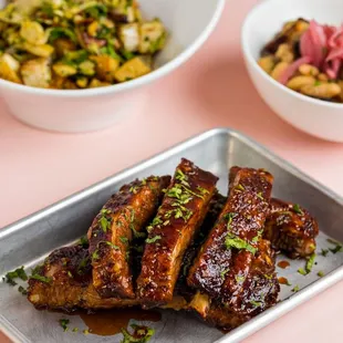 Our Sticky Glazed Rotisserie Ribs are perfect for sharing. Available in half rack or full!