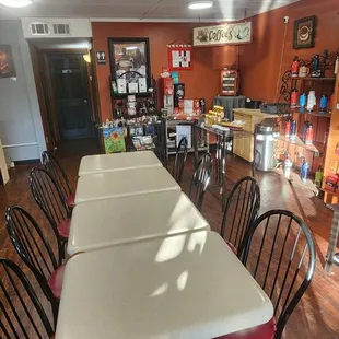 The inside. There are a couple more tables behind the camera.