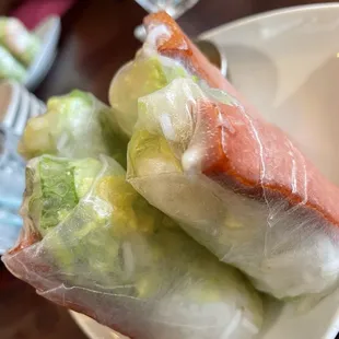 Spring rolls with vegan sausage