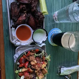 Amazing wings and salad