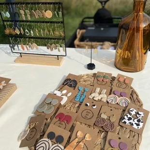 a variety of earrings