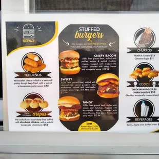 a menu for burgers