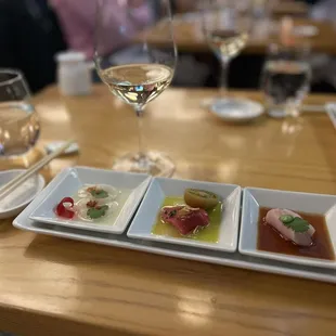 Tuna, scallop, yellowtail