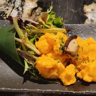 $200 Signature Omakase: Course 4, shrimp tempura in spicy cream sauce