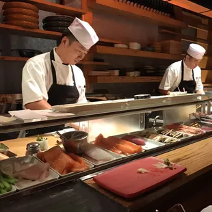 Itamae at the sushi bar at Nobu
