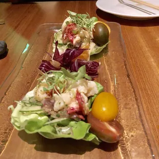 Lobster ceviche on butter lettuce