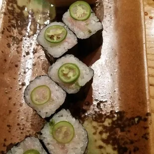Yellowtail and jalapeño roll