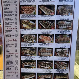 Sushi menu