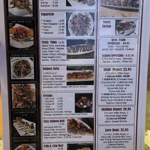 Sushi menu