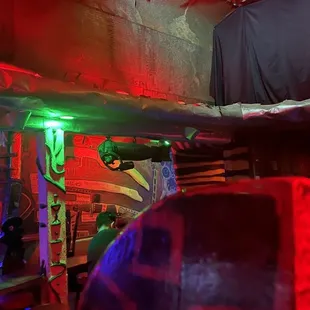 a man in a dark room