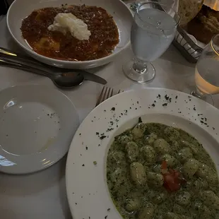 Gnocchi Al Pesto and ravioli bolognese special
