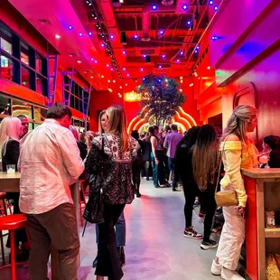 people standing and sitting