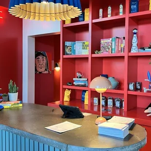 Host stand for checking in.