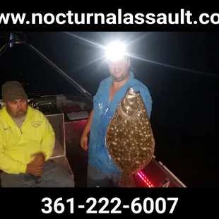 Guide Flounder gigging with nocturnal assault Rockport Port Aransas, Aransas Pass Tx, Corpus Christi Texas.