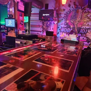 a woman sitting at a bar