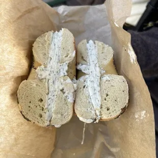 Everything Bagel with garlic herb cream cheese