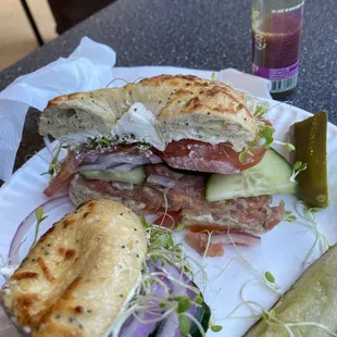Lox Trim &amp; Cream Cheese Sandwich with everything