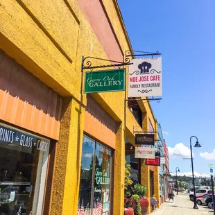 Sign outside the little shopping building