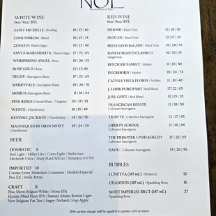 Lunch Menu (drinks)
