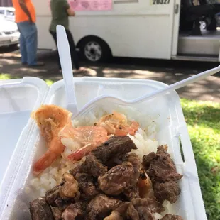 Mini Steak and shrimp plates was onilicious