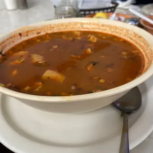 Large bowl of menudo