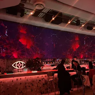 people sitting at a bar at night